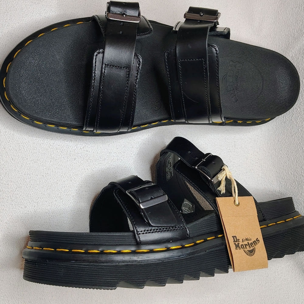 NWT! Dr Martens Myles Brando Leather Buckle Slide Sandals. Size 13